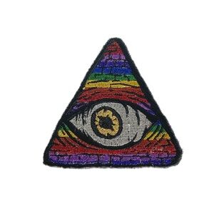 Dandy Flower Trash Clown-Core Artist Made Metallic Eyelluminati Iron On Patch